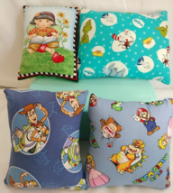 Small Pillows With four Different Characters Super Mario, Toy Story ect.. - £11.07 GBP