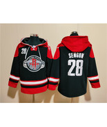 Men&#39;s Houston Rockets #28 Alperen Sengun Black Red Lace-Up Pullover Hoodie - $1,440.35 MXN