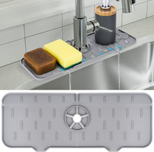 Kitchen Sink Splash Guard - Silicone Faucet Handle Drip Catcher Tray, Di... - $16.58
