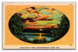 Generic Scenic Greetings Sunset Swartswood Lake New Jersey NJ Linen Postcard V11 - £3.06 GBP