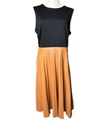 Andrew Marc New York Size Large Sleeveless Dress Solid Black Brown Faux ... - $42.56