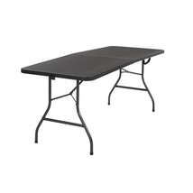 Cosco Deluxe 6 Foot X 30 Inch Fold-In-Half Blow Molded Folding Table, Black - £123.80 GBP