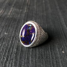 Grande anello viola turchese argento sterling 925 pietra portafortuna... - £59.10 GBP