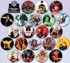 Ladies of Marvel Comics Metal Comic Art Button Assortment of 144, NEW BOXED - £108.93 GBP