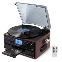 10 In 1 Bluetooth In/Out Record Player 3 Speed Vinyl Vintage Turntable C... - £149.24 GBP