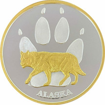 Alaska Mint Wolf Paws Medallion Silver Gold Medallion Proof 1 Oz. - $2,789.32 MXN