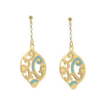 Fronay Estruscan Turquoise Almond Swirls Earrings in Sterling Silver - $1,509.52 MXN