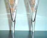 Riedel Nachtmann Gold Etched Champagne Flutes Pair Heart Rose Wedding Toast - $34.55