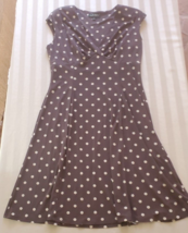 NWT Lauren Ralph Lauren Gray &amp; Cream Polka Dot Sleeveless Dress Size 10 - £31.10 GBP