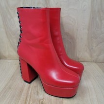 Lamoda womens boots Size 5 M Platform Red Shoes Lace Up Back Vegan Friendly - $81.87