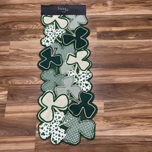 Nicole Miller Home St. Patrick’s Day Shamrock Jute Table Runner 14”x36” NWT - £26.57 GBP