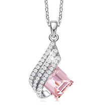Square Necklace Irregular Geometric Design Austrian Crystal Stones in Si... - $38.97