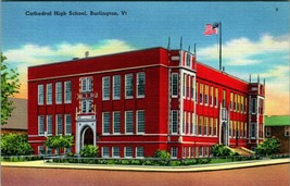 Cathedral High School Building Burlington Vermont VT UNP Linen Postcard F11 - £2.37 GBP