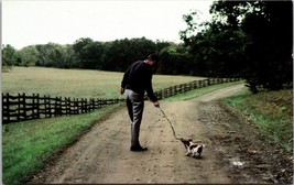 President Ronald Reagan Walking His Dog Postcard - £7.85 GBP