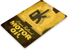 OK Motor Oil Gas Logo Garage Service Retro Rustic Wall Decor Large Metal Sign - £19.85 GBP