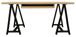 60 Inch Ivory and Black Solid Wood Executive Desk - €632,22 EUR