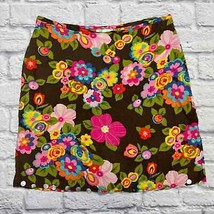 Vintage Bamboo Traders Skort Skirt Brown Floral Beaded Size 8 Silk Y2K - £19.74 GBP
