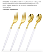 I00000 120 Pcs Gold Plastic Silverware, Gold Plastic Cutlery with White ... - €34,28 EUR