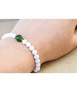 8mm Chrome Diopside Bracelet A grade &amp; 6mm White Agate - Womens Bracelet... - £24.40 GBP