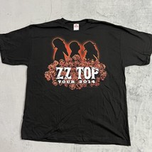 ZZ Top Shirt Mens XL Black 2014 Rose Concert Tour Dates Rock Band Tee NWOT - £11.51 GBP