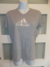 Adidas Gray Camo Print Logo Climalite SS V-Neck Shirt Size M Women&#39;s - $315.19 MXN