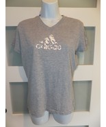 Adidas Gray Camo Print Logo Climalite SS V-Neck Shirt Size M Women&#39;s - €13,60 EUR