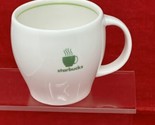 Starbucks Barista Abbey Mug with Steaming Cup White with Green Stripe 2003 - £11.55 GBP