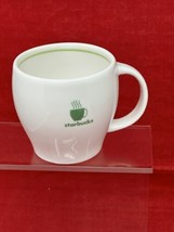 Starbucks Barista Abbey Mug with Steaming Cup White with Green Stripe 2003 - $14.80
