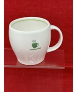 Starbucks Barista Abbey Mug with Steaming Cup White with Green Stripe 2003 - £11.59 GBP