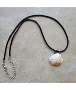 Natural Textured Seashell Pendant Necklace Handmade Jewelry Light Brown - £8.53 GBP