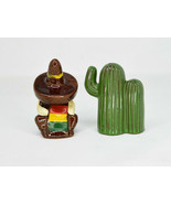 Vintage Mexican With Sombrero and Cactus Figural Salt And Pepper Shakers  - £11.76 GBP
