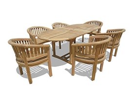 Windsor Grade A Teak 82&quot;x 39 Oval Extension Table w/ 6 Curved Arm Dining... - $6,250.00