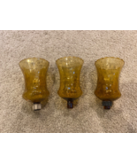 Set Of 3 Amber W Crimped Edge Votive Cup Candle Holder Homco Home Interior - £18.37 GBP