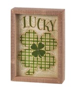 Primitive Rustic Country Wooden &quot;Lucky&quot; Inset Box Sign ~St. Patrick&#39;s Da... - $9.86