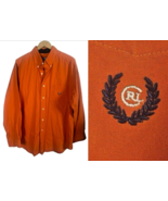 Chaps Ralph Lauren Button Up Shirt Size L Mens Orange Vintage Western Wear - $27.80