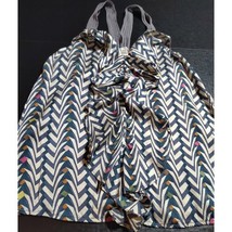 Trinity Silk Blouse Ruffles Tank Dress Blue &amp; White Chevron Print Size S... - $11.61