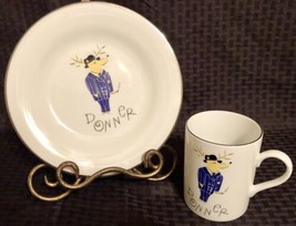 Pottery Barn Reindeer Milk Coffee Mug Salad Cookie Plate Set Donner Chri... - $42.74