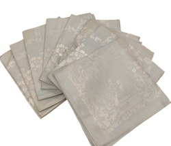 Vintage Damask Blue Napkins 14" x 14" Set of 8, Made in Japan - $23.74