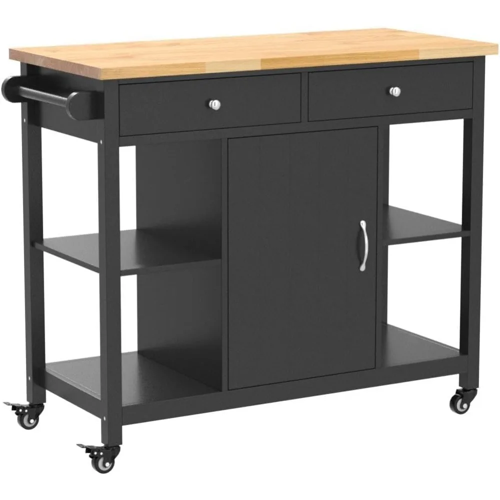 Kitchen Islands on Wheels with Wood Top, Utility Wood Movable Kitchen Ca... - $251.51