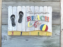 Beach Themed - Reclaimed Barn Wood Wall Art &amp; Coat Hanger - $246.00