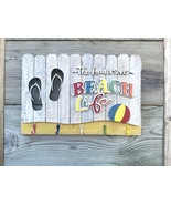 Beach Themed - Reclaimed Barn Wood Wall Art &amp; Coat Hanger - £195.92 GBP