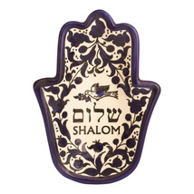 Plato pequeño para servir Hamsa decorativo Shalom hecho a mano cerámica... - $28.11