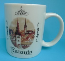 Pottery Tea Coffee MUG Cup Estonia Tallinn pattern printed in Fifaa Souv... - £7.97 GBP