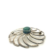 Vintage Signed Sterling Carlisle Carolyn Pollack Circle Flower Turquoise Brooch - £51.42 GBP