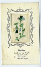 A Happy Birthday Silk Embroidered Postcard - £8.88 GBP