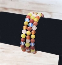 Vintage Bracelet / Bangle 3 Intertwined Stretch Bracelets Orange/Yellow/... - $13.99