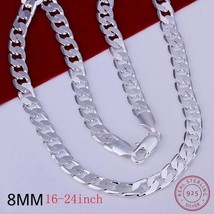 925 Sterling Silver Figaro Chain 8mm Necklace Jewellery Curb Chains Neck... - £14.06 GBP