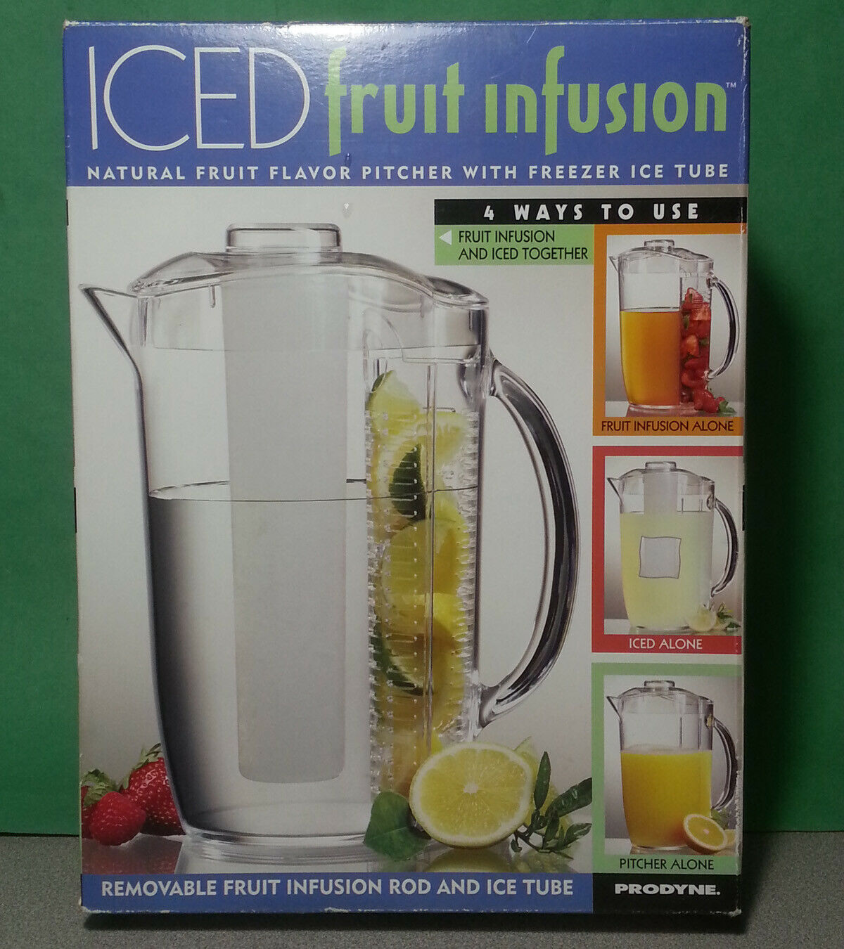 PRODYNE Fruit Infuser Pitcher with Lid Fruit Infuser Rod Freezer Ice Tube 3 qtr - $33.95