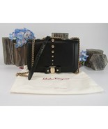 Salvatore Ferragamo Black Leather Studded Bow Crossbody Bag NWT - £692.43 GBP