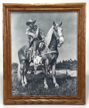 ROY ROGERS &amp; TRIGGER  8 x 10 Black &amp; White Print in Wood Frame w Glass - £11.03 GBP